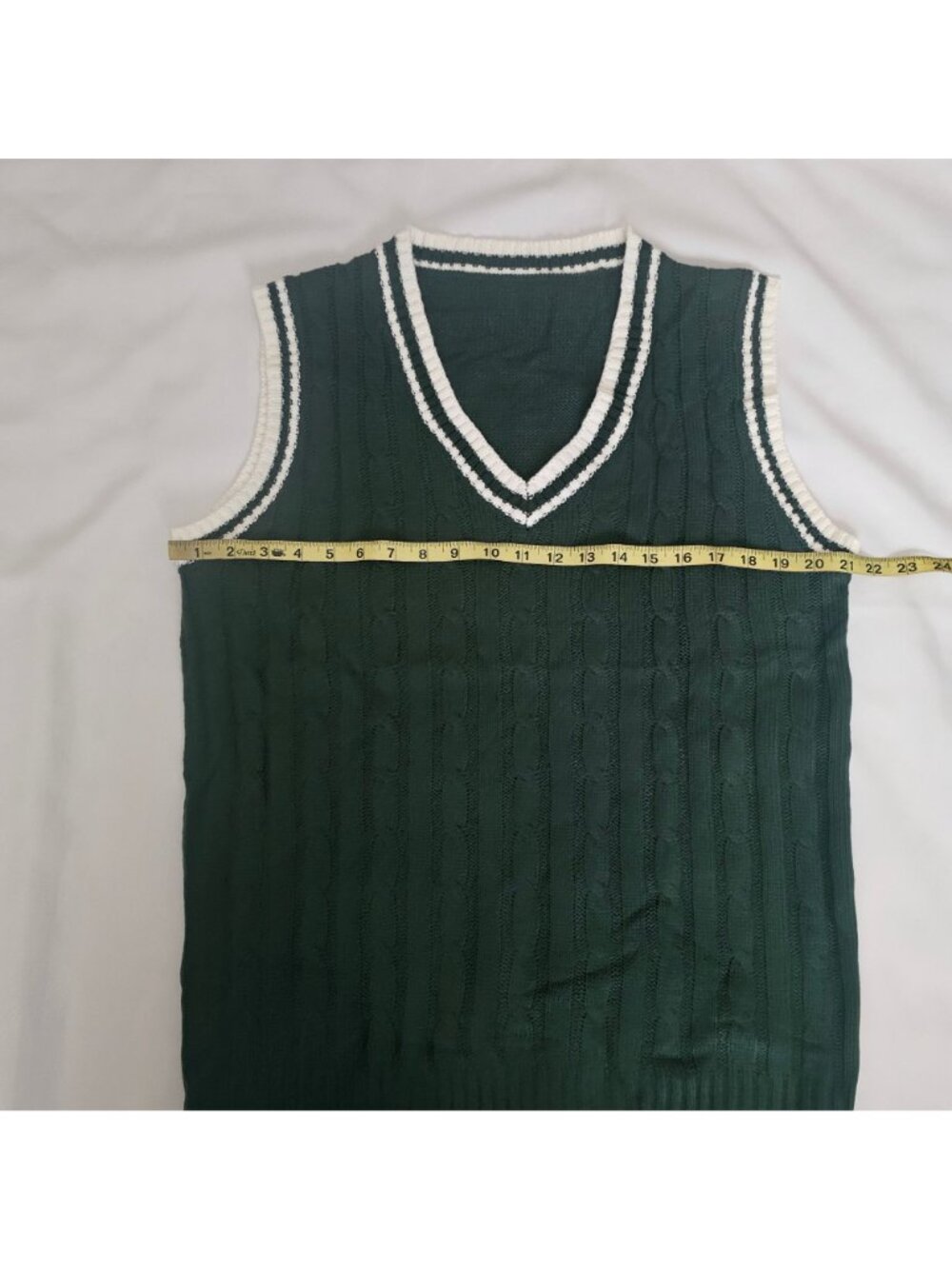 Manfinity Unisex Adult Dark Green Cable Knit V-Neck Sweater Vest Size‎ Large - Picture 8 of 16